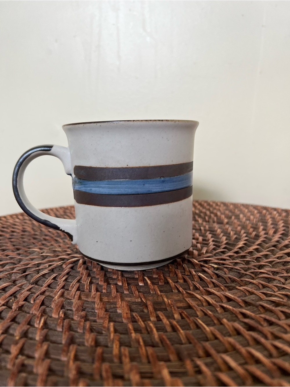 VINTAGE Otagiri Horizon Mug with Brown and Blue Stripes